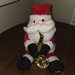Animated Santa Plush Plays Saxaphone Lights Up And Sways